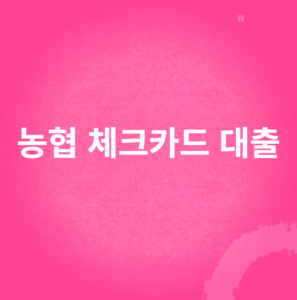 농협 체크카드 대출