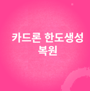 카드론 한도생성 복원